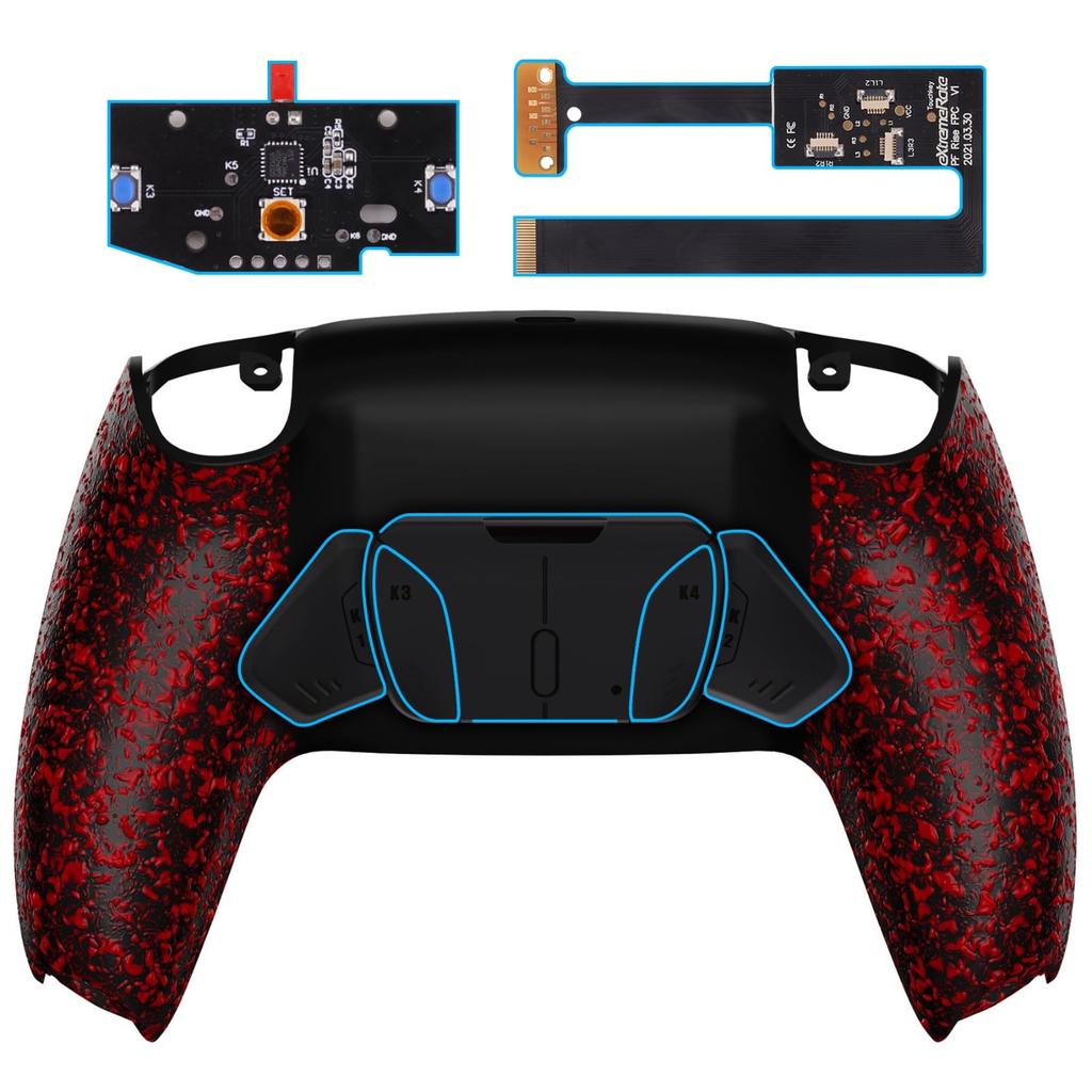 eXtremeRate RISE4 Remapping Kit for PS5 Controllers Programmable Back Paddle Plastic Upgrade Board with Redesigned Textured Back Case 4 Back Buttons