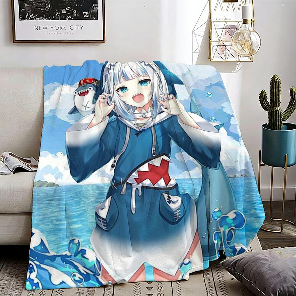 Gawr Gura Throw Lightweight 240g Flannel Blanket Soft Skin-friendly for Summer Cooling 75X95CM