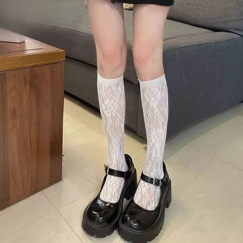Lolita Wadenstrümpfe | Süß-Coole Oberschenkelhohe Seidenstrümpfe - Akademischer Stil Spitze Kniestrümpfe