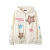 American Retro Pentagram Patch Embroidered Cardigan Sweater Jacket New Couple Style Personalized Design Hoodie