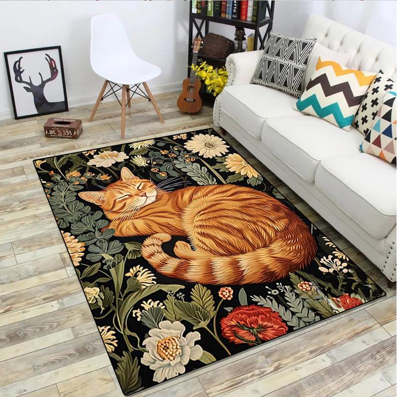 1Pc Animal Flowers Print Rug - Home Decoration Carpet For Living Room Bedroom Flooring Computer Chair Area Rug