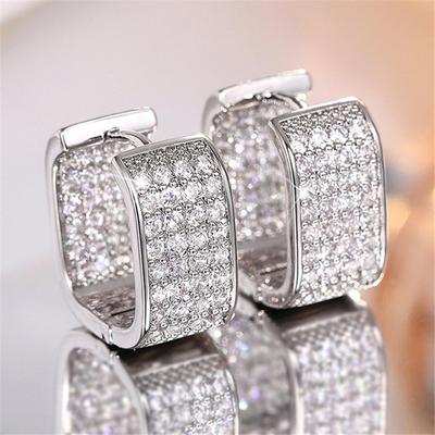 Modische Angesagte Besetzte Zirkonia Kristall Damen Creolen Minimalistisch Minimalistisch Vielseitig Mädchen Ohrringe Schmuck Souvenir GeschenkeMode