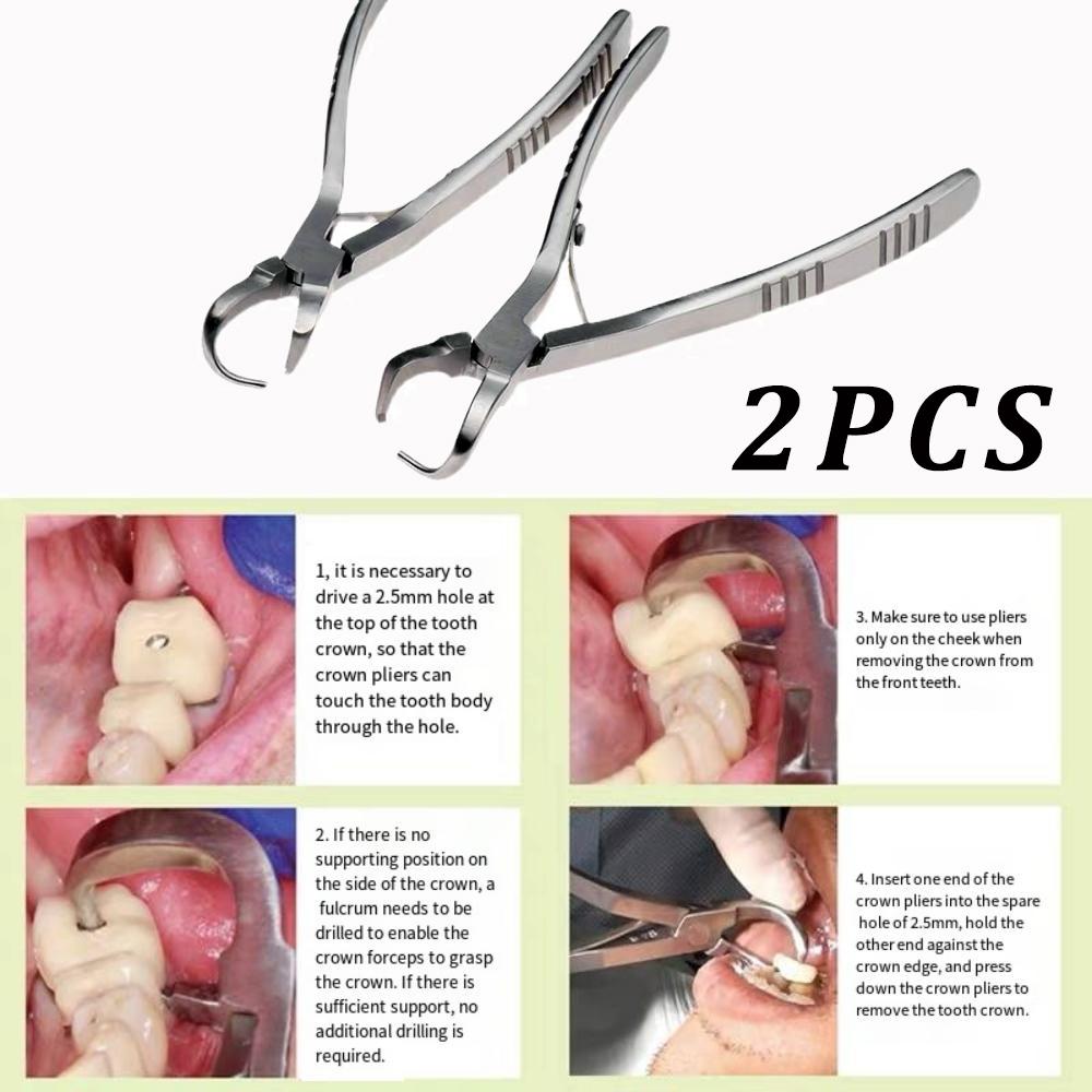 2Pcs/lot  Tooth Crown Remover Plier Extractor Forceps Dentist Tools Set