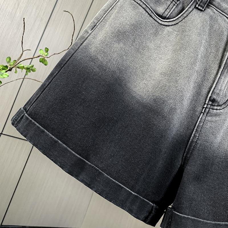 DIMANAF Plus Size 2025 Women Shorts Pants Summer Elastic Loose Jeans Short High Waist Basic Pants Maxi