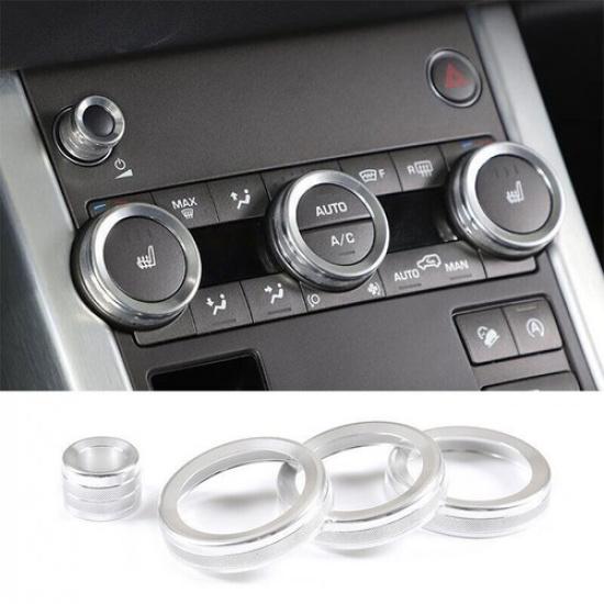 For Range Rover Evoque 2012- Silver Aluminum Central Console Ac Knob Trim
