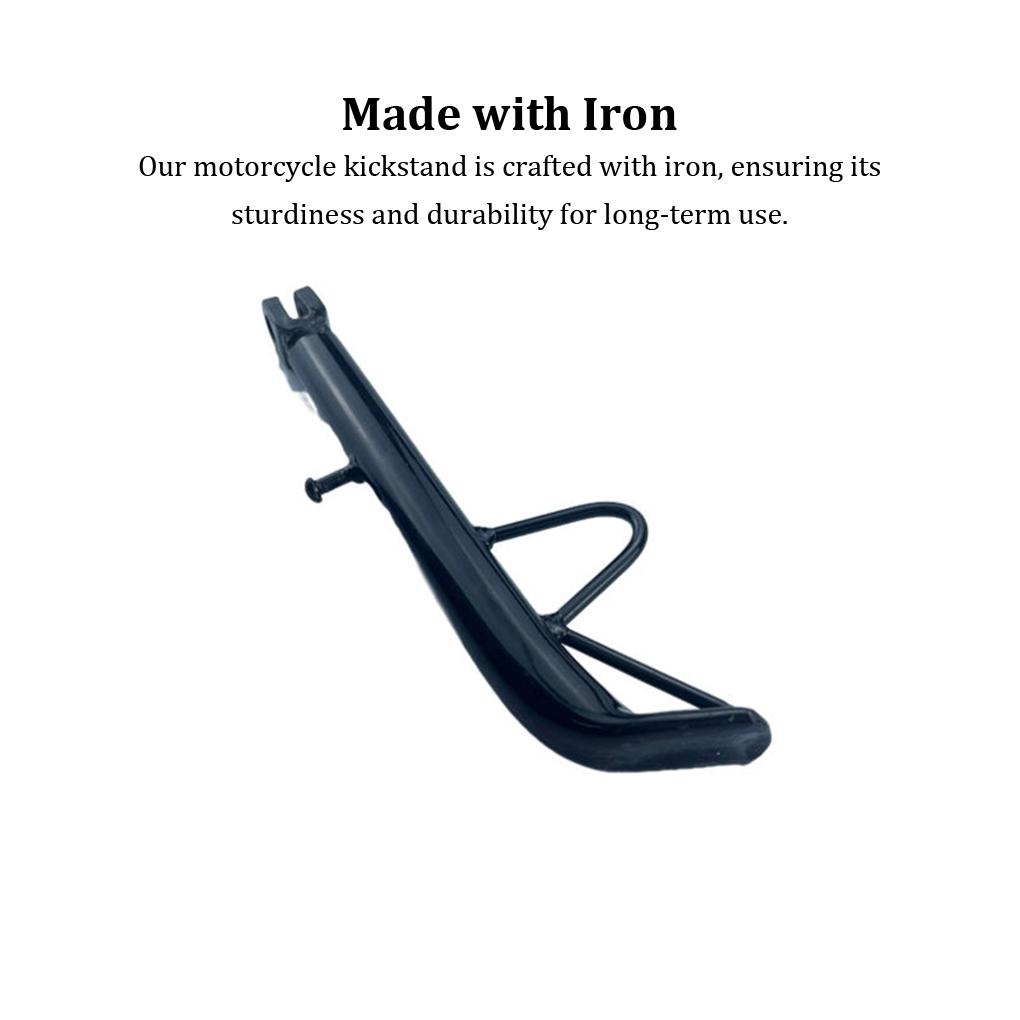 Sturdy and Durable Motorcycle Kickstand Easy Installation Made with Iron for Wear-Resistance Strong Compatibility, Black 21cm