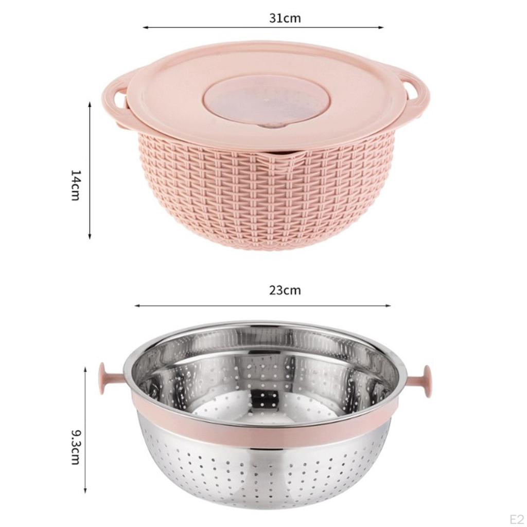 Colander with Mixing Bowl Set Fruit Vegetable Washing Basket Detachable Washer for Grapes Beans