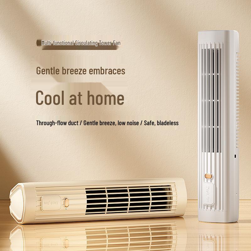 Compact Dual-Use High-Power USB Tower Fan & Bedside Air Conditioner White [1200mAh Rechargeable] E5