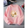 Girls' Round-Neck Hoodie | Golden Roses White Flowers Berries, Machine Washable, Spring and Autumn