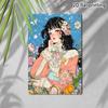 Metal D Anime Girl Sign Dreamy Floral Wall Art for Bedroom Kawaii Cottagecore Decor Aesthetic Gift