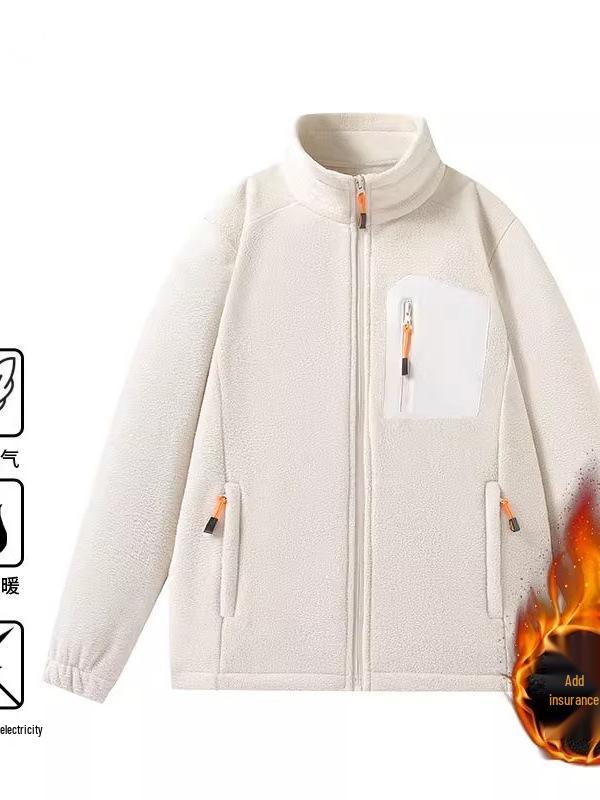 2025 Men's Windproof Fleece Jacket, Thickened Stand Collar, Warm Lining, Customizable and Available for Group Purchase