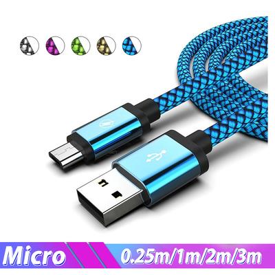 0.5/1m/2m/3m Braided Micro USB Cable Data Sync USB Charger Cable For Samsung S7 HTC LG Huawei Xiaomi Android Phone Cables