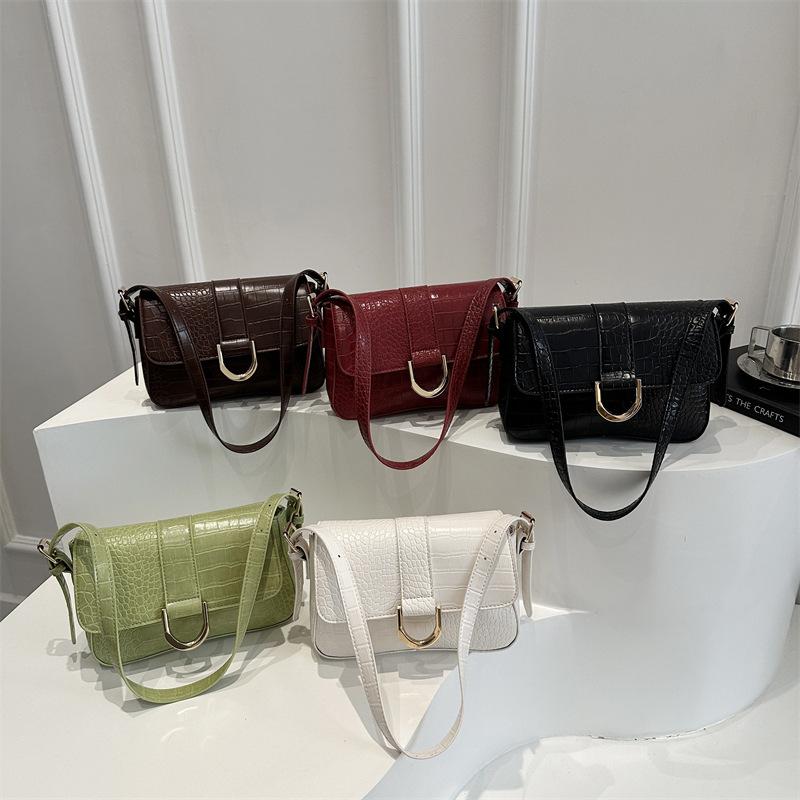 Solid Color Retro Large Capacity 225 Summer New Simple Casual Fashion Crossbody One Shoulder Underarm Small Square Bag Women