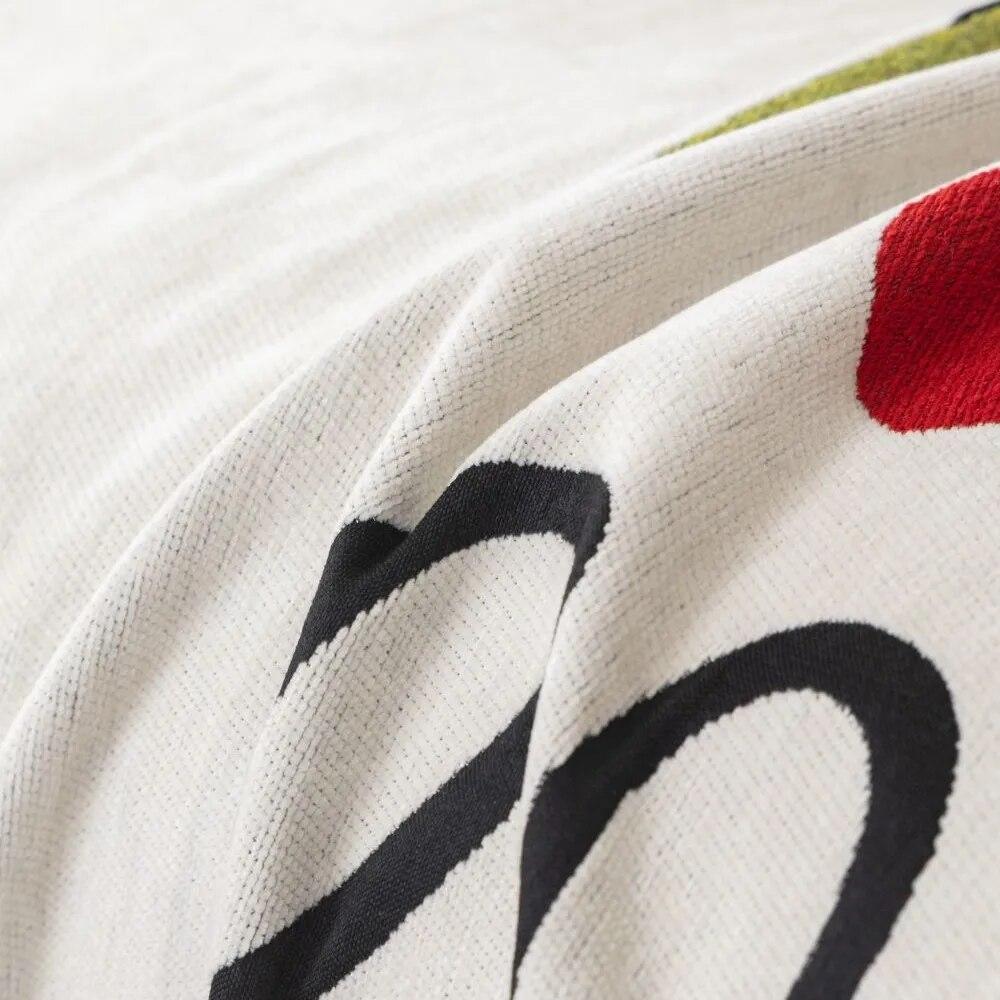 Modern Simple Leaf Print Sofa Cushion Cover Double Side Couch Cover Chenille Sofa Slipcover Protector Cover Mat Blanket