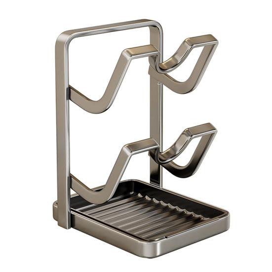 Yousheng Countertop Pot Lid Organizer Pan Lid Storage Rack with Removable Drip Tray And Spoon Rest Kitchen Counter Organizer While Cooking for Lids