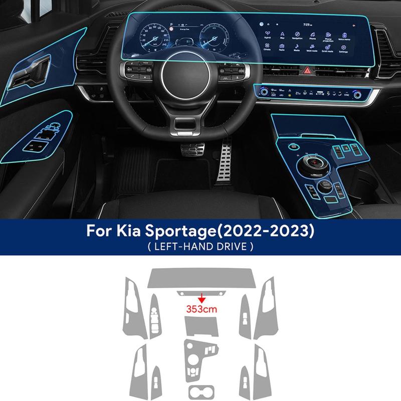 For Kia Sportage NQ5 - Car Interior Center Console Transparent TPU Protective Film Anti-scratch Sticker