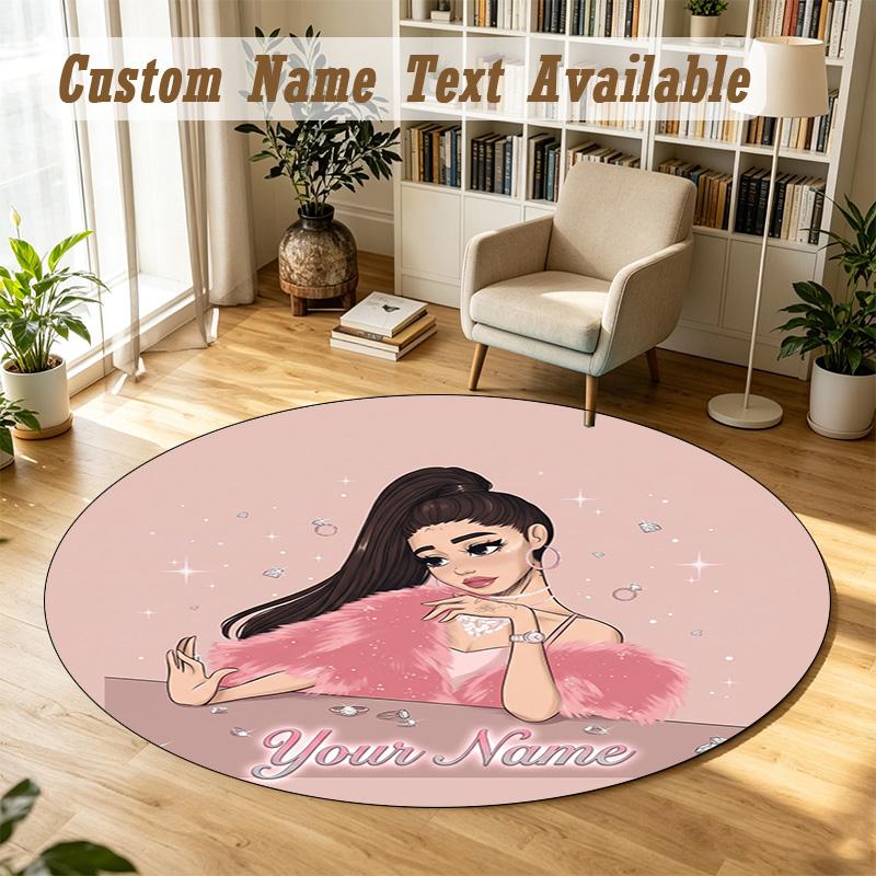 Round Rug Custom NameAriana Grande Pattern Non Slip Carpet Home Floor Decor