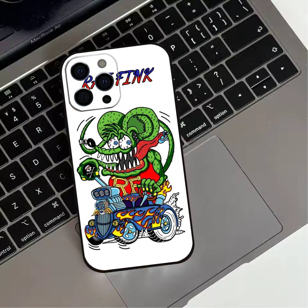 Чехол для телефона R-Rat F-Fink Art Design для iPhone 17,16,15,14,13,12,11 Plus,Pro Max,XS, Черный мягкий силиконовый чехол iPhone12