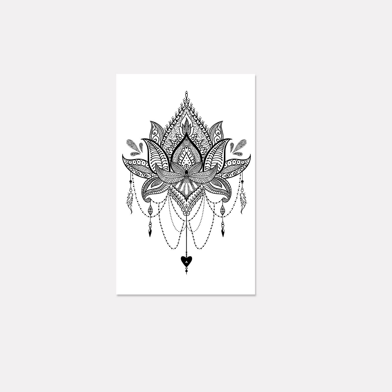 

Mysterious Mandala Tattoo Sticker, Pendant Fringe Design, High Sense, Girl Niche Leg Decoration 11*18