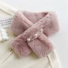 Soft waxy wind thickened solid color fluffy scarf to keep warm imitation Rex rabbit hair cross scarf plush collar women