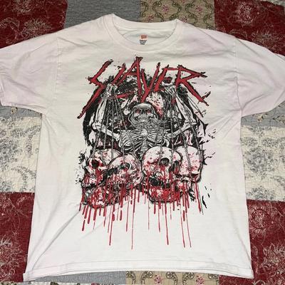 Slayer Schädel Trophäen Weißes T-Shirt Oberteile Tops Unisex Thrash Metal Band Grafik T-Shirt S-5XL