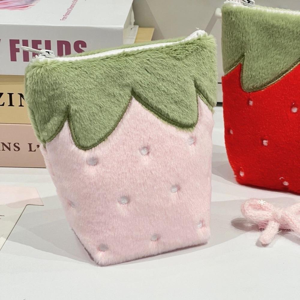 

INS Pencil Case Strawberry Shape Large Capacity Stationery Pouch Standing Stationery Organizer School Office розовый