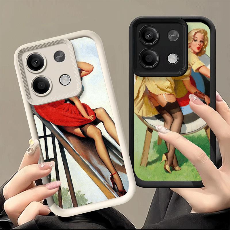 Retro Poster Style Pin Up Girls Soft Phone Case for Xiaomi Redmi Note 15 14 13 12 11 Pro Plus 10S 11S 4G 11T 5G Shell Silicone F