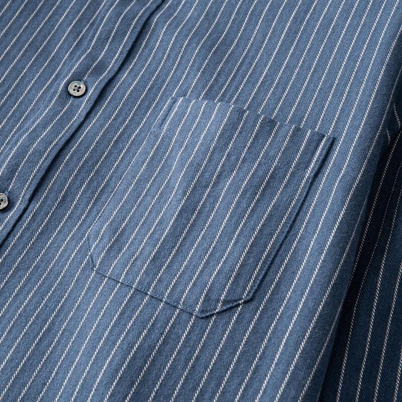 Men's Plus Size Striped Brushed Long Sleeve Casual Shirt