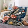 1pc Butterfly Flowers Lightweight Flannel Blanket, Comfortable and Warm Blanket, for Office and Camping Sofa Bed, Livingroom118