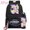 2Pcs/set Anime Cute Kpop Printed Backpack with 750Ml Water Bottler for Teenager Girl Boy Bookbag Kid Gift Large Capacity Travel Bag Rucksak