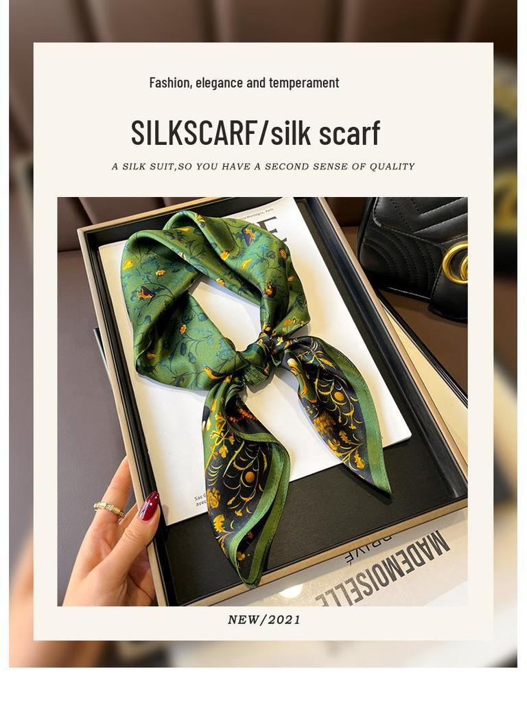 Floral Ditsy Print Ruffled Edge Mulberry Silk Scarf - 70" Square Neckerchief for Women