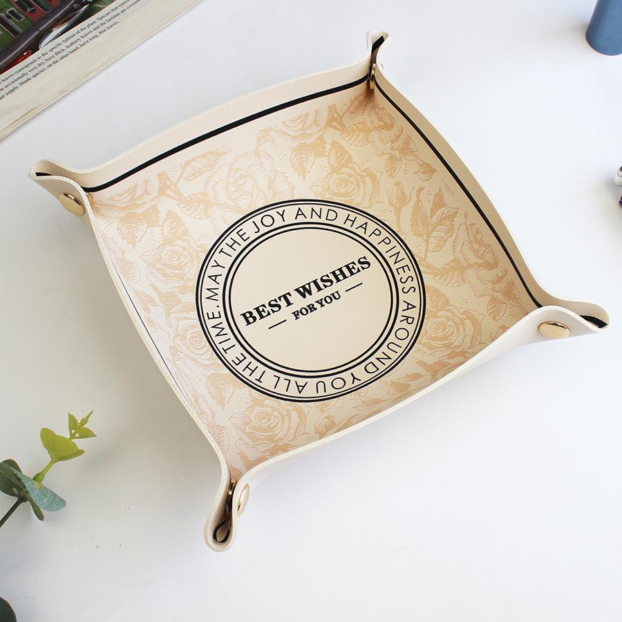 

Leather entrance key tray, desktop key storage, cosmetics, jewelry storage, organizing storage tray, desktop organizer 20X20CM
