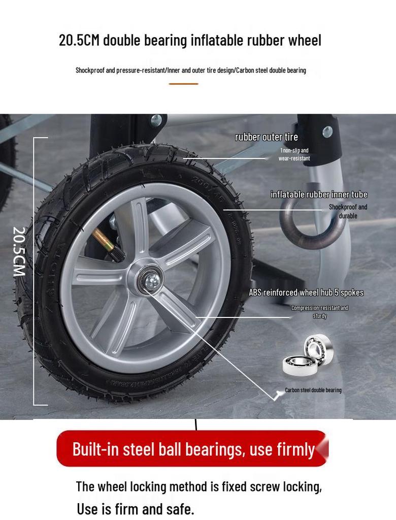 Traplift Winkelwagen met Dubbele Lagers, Kristallen Wielen en Metalen Frame