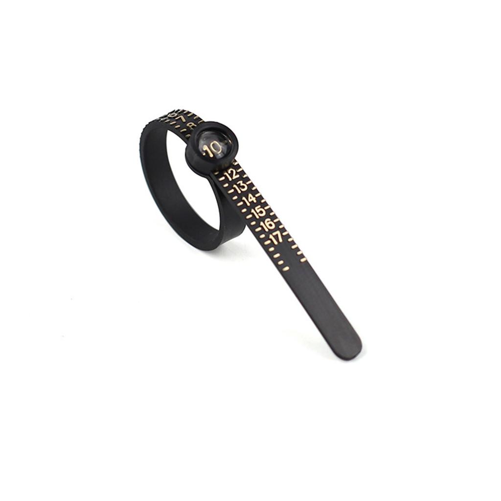Finger Size Meter Measuring Tools with Magnifier for Jewelry Size Rings Size Measuring Tools Black and White Reusable