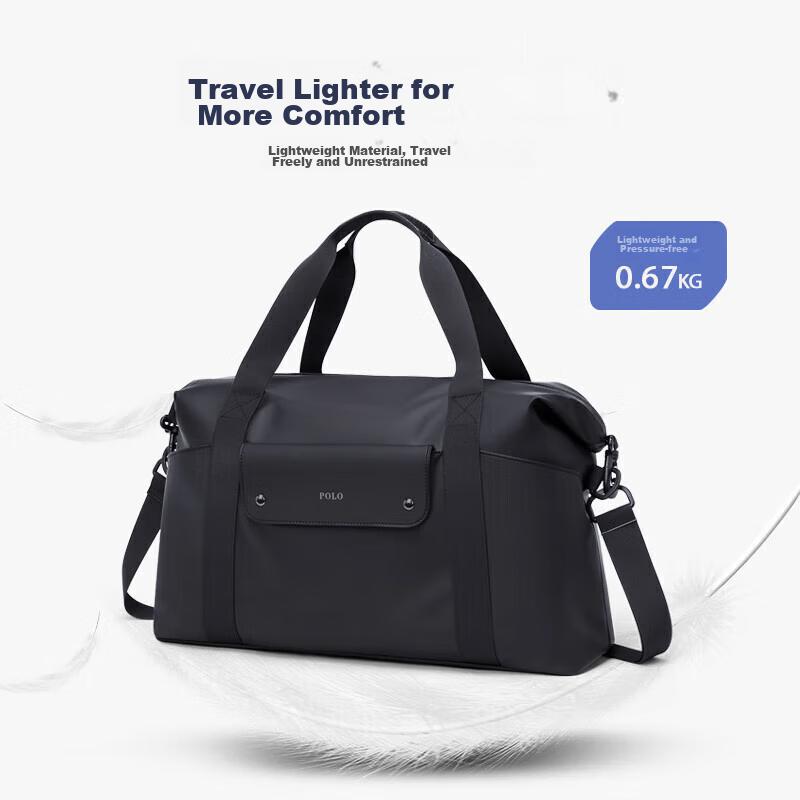 Polo Travel Bag, Men's Luggage Bag, Handbag, Large Capacity Gym Bag, Wet And Dry Separation Sports Luggage Bag, Black