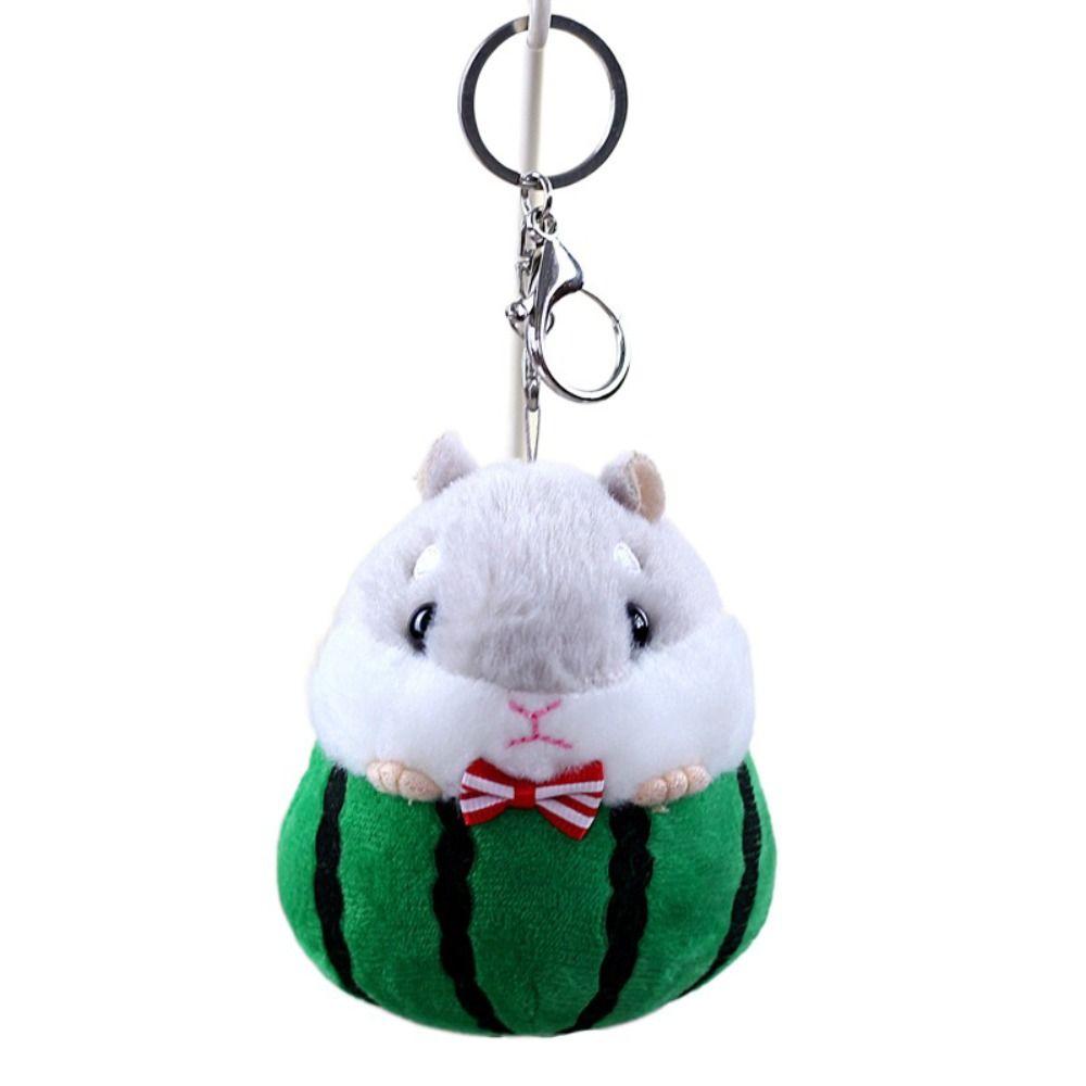 

Couple Kawaii Cartoon Backpack Decor Plush Toy Keyring Korean Style Pendant Fruit Hamster Keychain watermelon