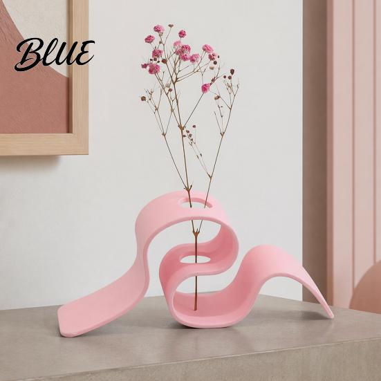 Living Room Plant Shelf 3D Printed Dried Flower Stand Curved Ribbon Vase Decorative Holder Bedroom Container Artificial Display Rack for