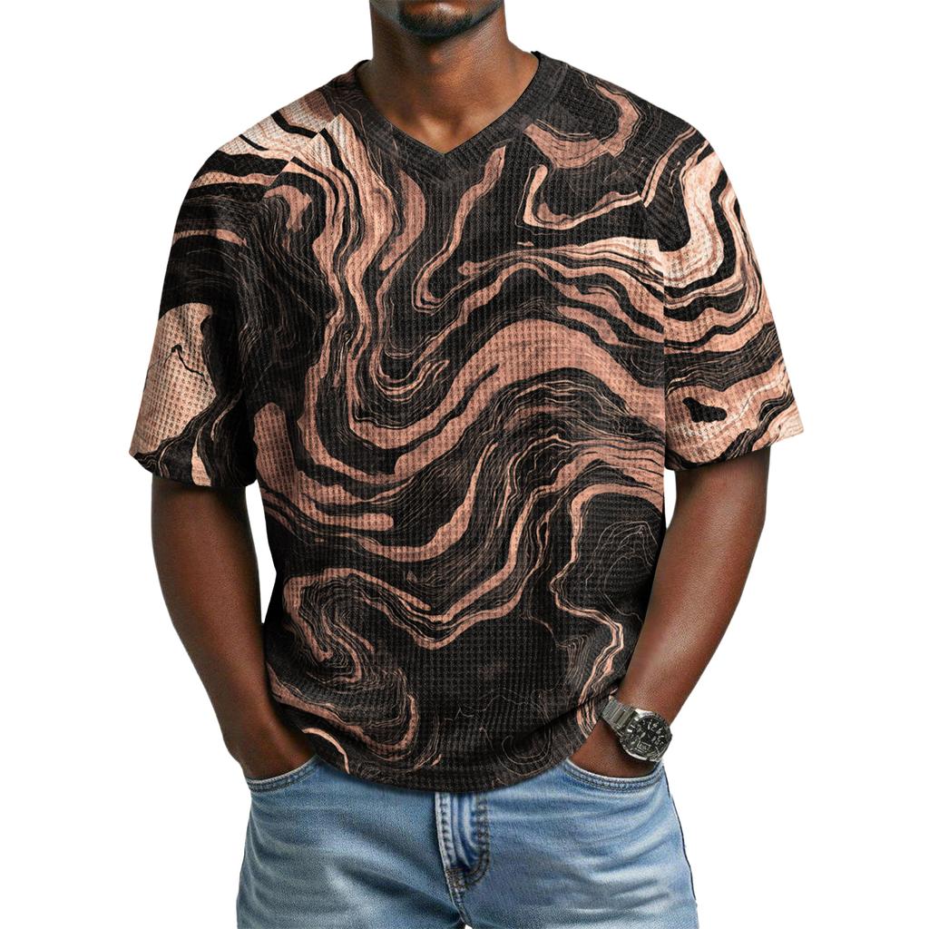 Men's Casual V-Neck Raglan Short-Sleeve Top