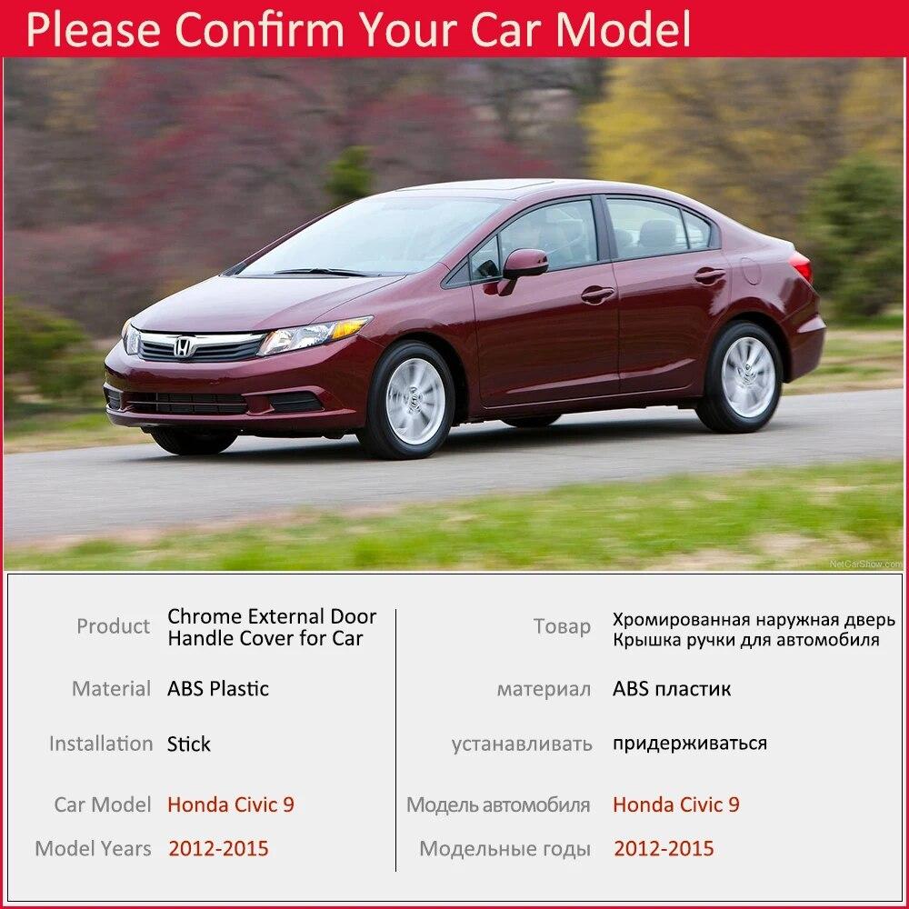 For Honda Civic 9 2012 2013 2014 2015 Luxuriou Chrome Door Handle Cover Trim Catch Cap Bowl Car Stickers Accessories Garnish ABS