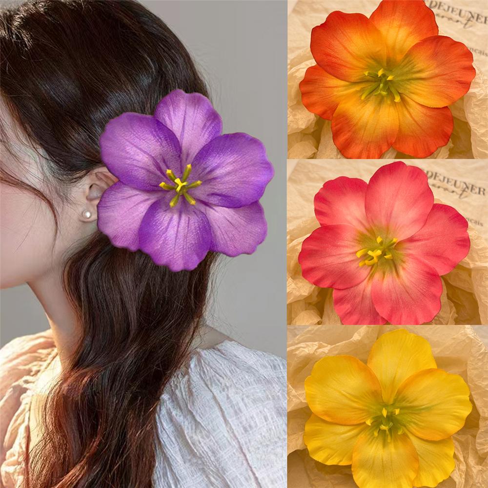 

Realistic Premium Bang Clip Vibrant Floral Side Clip for Beach Photoshoots and Vacations бежевий/рожевий