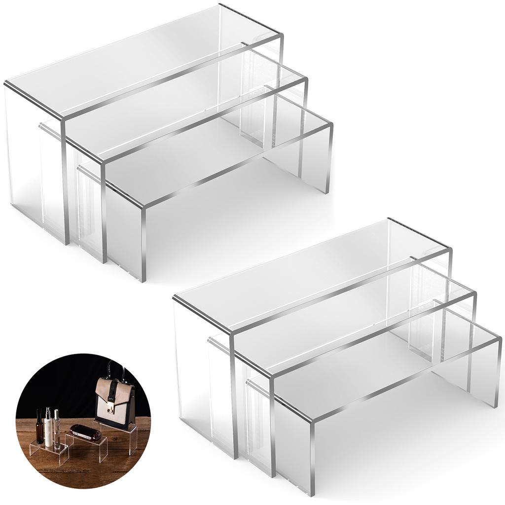 3/6/9Pcs Clear Acrylic Display Stand Cosmetic Bag Jewelry Showcase Cup Holder for Home Shop statue Model Pottery Display Riser