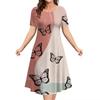 Elegant Women Short Sleeve Fashion 3d Print Midi Dress Plus Size Beach Clothing