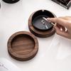 Walnut Wood Ashtrays With Lid Covered Windproof Ashtray Stainless Steel Liner Indoor Outdoor Ash Tray For Home