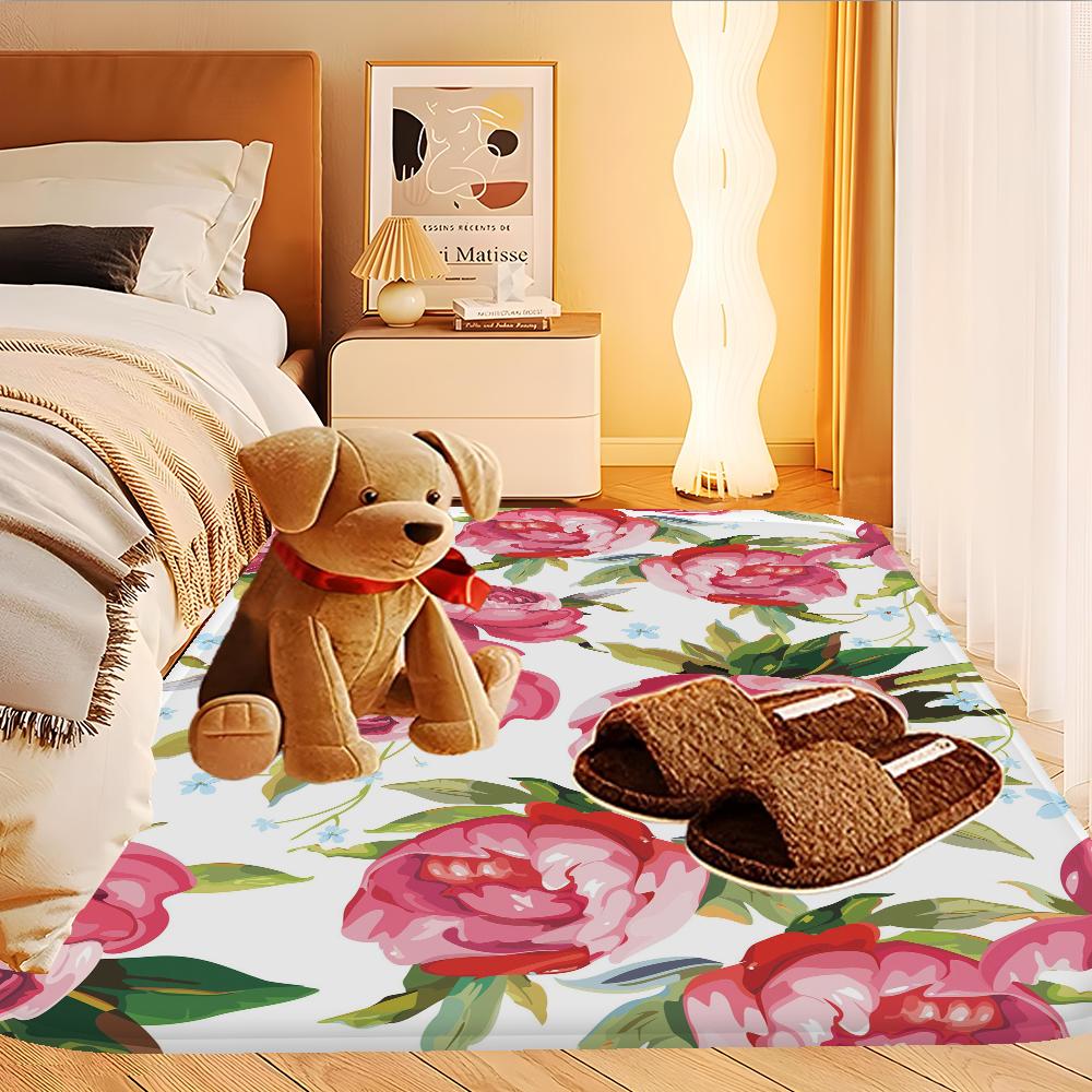 Różowo-fioletowy kwiat piwonii dywaniki pokojowe retro wielokrotny wybór dywan do salonu kuchni antypoślizgowy dywan powitalny