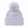 Windproof Knitted Pompom Beanie Twist Knit Thermal Winter Hat Rabbit Fur Beanies Hat  For Women