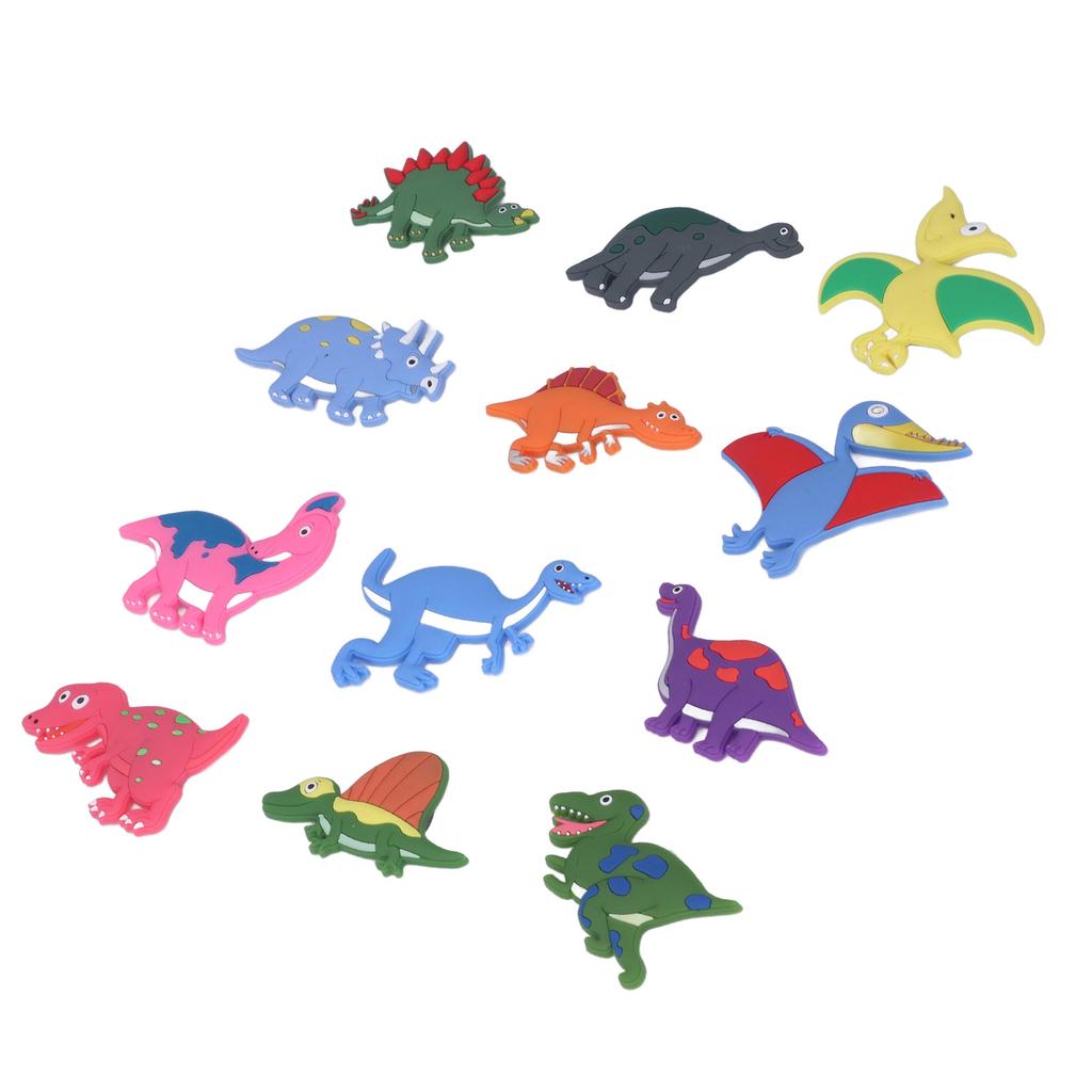 12pcs Refrigerator Magnets Cute Soft Silicone Strong Magnetism 3D Dinosaur Patterns Magnets for Fridge Kitchen