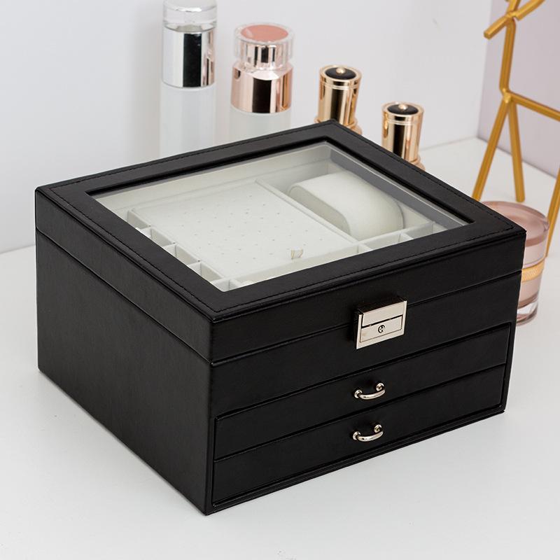 

Window jewelry box Premium European princess large-capacity jewelry storage box Multi-layer jewelry box S чорний