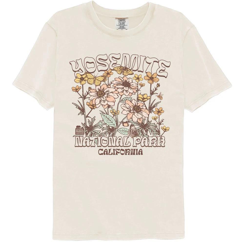 National Parks - Yosemite Floral - American Classics - Solid Beige Short S 110