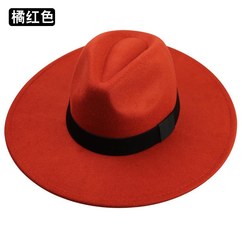 Top Hat Men's Woolen Big Brim Black Top Hat French British Retro Gentleman's Hat Big Head Circumference Hat Jazz Hat