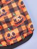 Halloween Pet Hoodie with Pumpkin Prints, Orange & Black Plaid Design, Hooded Sweatshirt Festive Outfit for Small Dogs Cats Pet